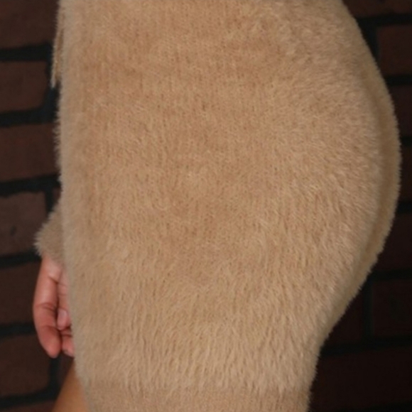 Fuzzy Drawstring Comfy Shorts Tan NWT - Picture 3 of 3